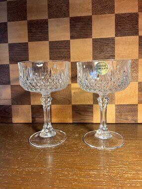 Pair of Cristal d arques Crystal Champagne or Sherbet Glasses